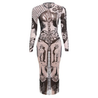 Trendy and Personalized Street Digital Print High Waist Perspective Dress for Women