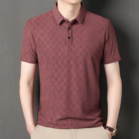 Business casual summer fashion seamless flip collar ice silk top Father's Day