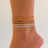 Melad color summer beach rice bead ankle chain Anklet multi-layer stacking versatile ankle chain