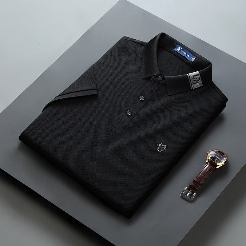 الحرير الجليد قصيرة الأكمام تي شيرت للرجال أبي فستان صيفي الوجه طوق الأعمال ملابس رجالية عادية عيد الأب