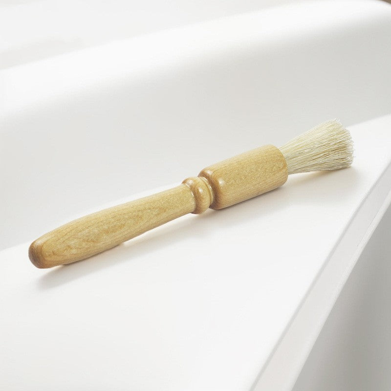 Coffee powder cleaning brush pig hair solid wood residue round head brush coffee machine bean grinder cleaning brush