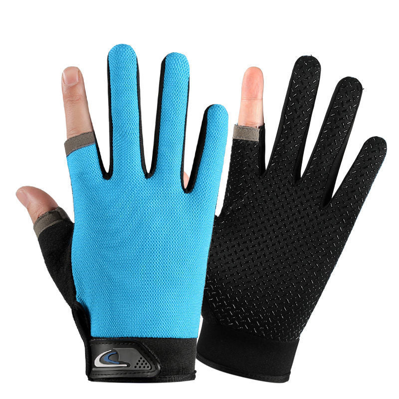 Exposed Two Finger Fishing Gloves Men's Outdoor Sunscreen Non-Slip Fly Lure Breathable Touch Screen Thin Sports Riding Gloves