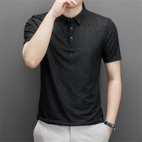 Polo collar fashionable casual short sleeved t-shirt personalized breathable half sleeved top Father's Day