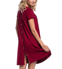 Pregnant women's delivery hospital gown with short sleeves and hidden openings on both sides for nursing care