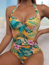 ملابس سباحة مثيرة قطعة واحدة برقبة معلقة قطعة واحدة مطبوعة بحقيبة صلبة أوروبية وأمريكية