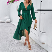 Autumn women's clothing with a slim waist and a sexy skirt with a large hem