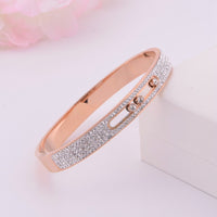 Handmade titanium steel movable three diamond rose gold women's bracelet with versatile and fashionable charm