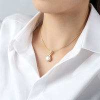 Little Swan White Freshwater Pearl Necklace Women's Fashion and Elegance Gold Wrapped Pendant