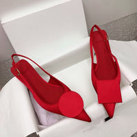 Small and minimalist pointed bow women's high heels, slim heels, runway sandals