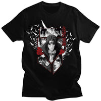 Japanese anime Naruto Uchiha Itachi print summer cotton handsome European men's short sleeved personalized T-shirt