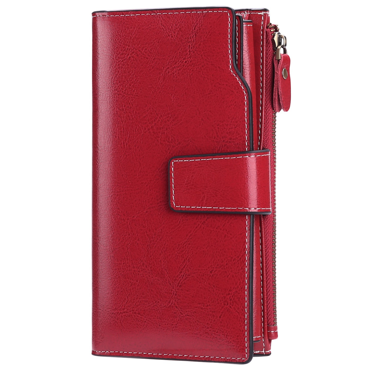 Genuine leather women's wallet long oil wax cowhide women's multi card wallet