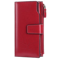 Genuine leather women's wallet long oil wax cowhide women's multi card wallet