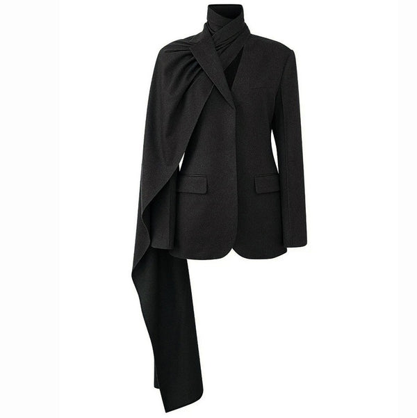 Scarf collar suit for autumn and winter, new variety of wearing methods, versatile and slimming design, casual jacket