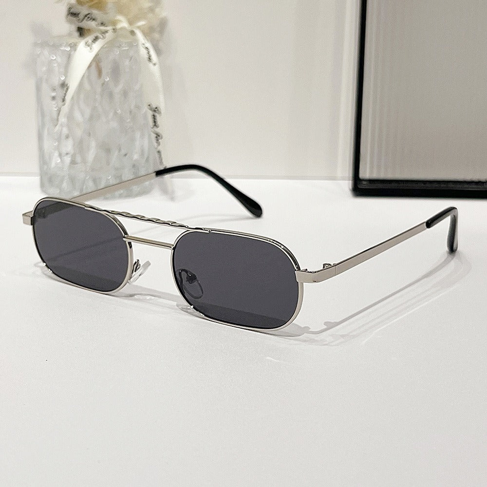 Fashionable and personalized square narrow frame fashionable sunglasses for men and women