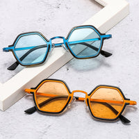 Punk Hip-Hop New Sunglasses Personality Small Frame Polygonal Metal Mixed Men And Women Fashion Sunglasses