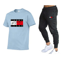 طقم تي شيرت قطني رياضي عصري بأكمام قصيرة، طقم تي شيرت للياقة البدنية للجنسين