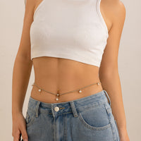 Trendy round bead alloy tassel pendant waist chain BodyChain simple temperament waist accessory for women