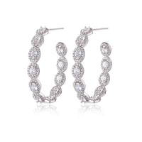 Exaggerated Zircon Stone Earrings for Women's C-shaped Dense Set Earrings with Micro Set Oval Zircon Stone Earrings for Women's