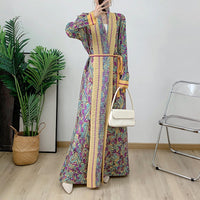 New Pleated Printed Robe Middle East Dubai Elegant Cardigan Outwear